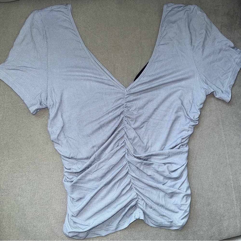 Brand new Medium Blue V neck scrunched top